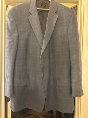 Men's Light Blue/Gray Windowpane Sport Coat Blazer